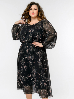 Романтичное шифоновое платье, принт пудровый