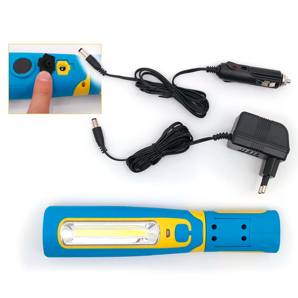 Фонарь переносной LED на аккумуляторе Li-ion (с магнитом и крючком)