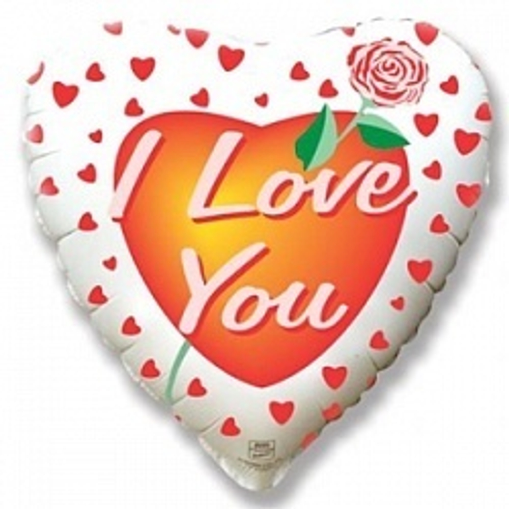 Ф 18" Сердце Я тебя люблю Роза