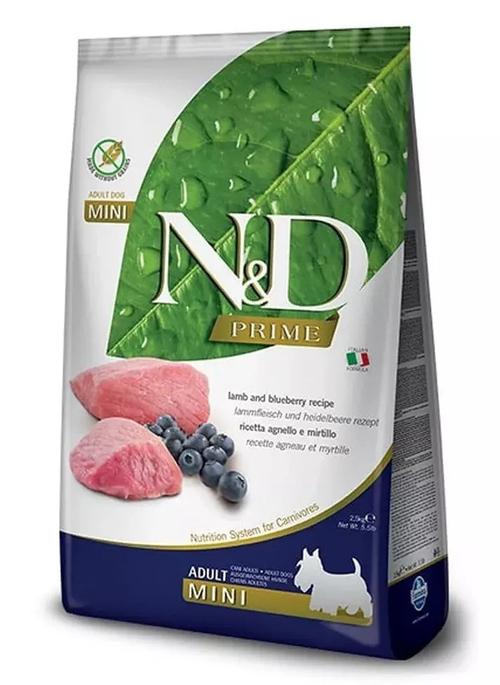 Сухой корм Farmina N&D Prime Lamb & Blueberry Adult Mini для взрослых собак мелких пород, бе