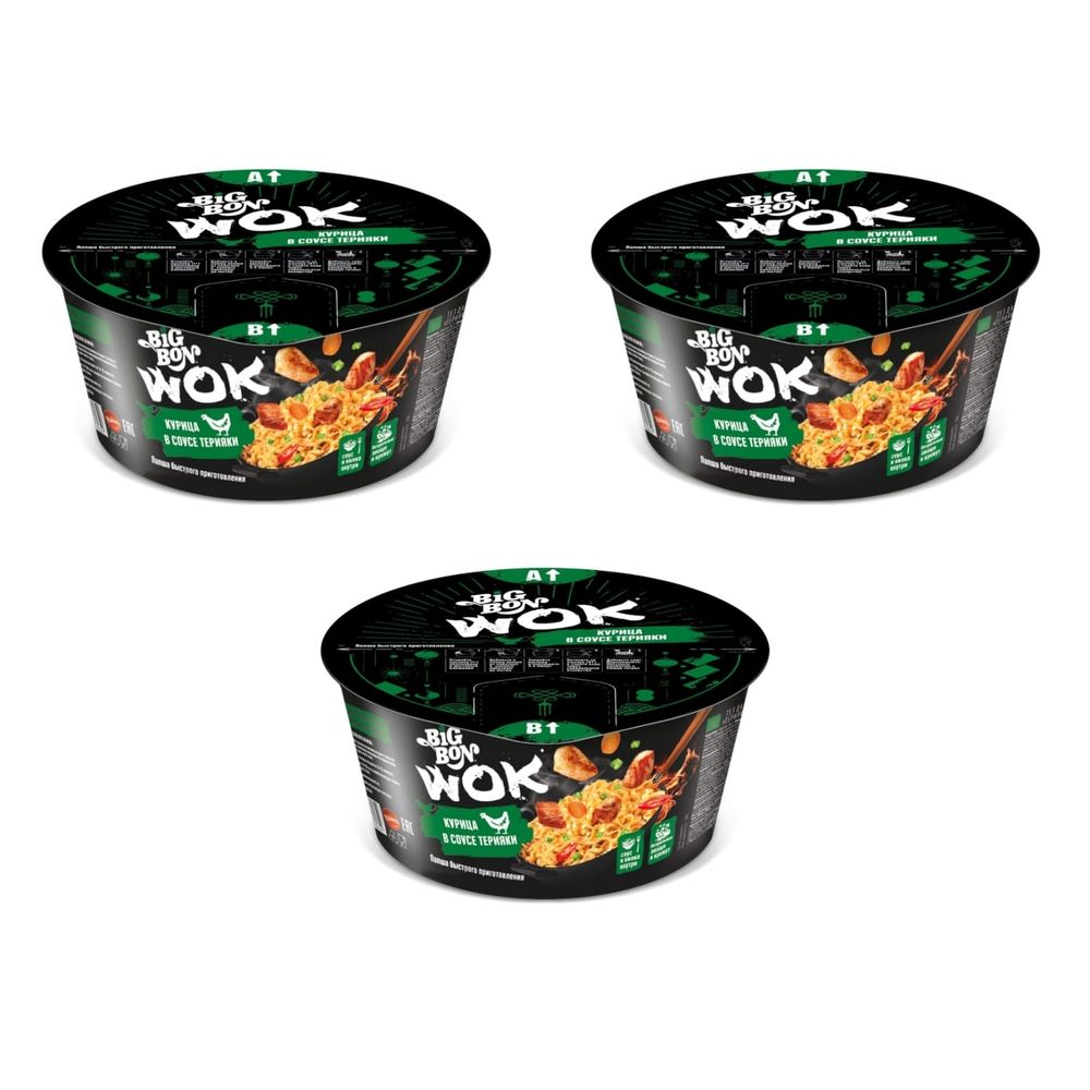 Лапша Big Bon WOK Курица терияки 85 г 3 шт