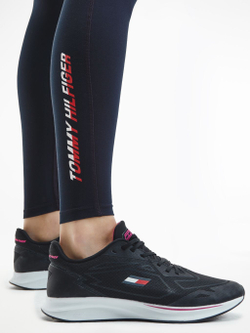 Leginsy Tommy Hilfiger RW Split Graphic Legging - Бирюзовый