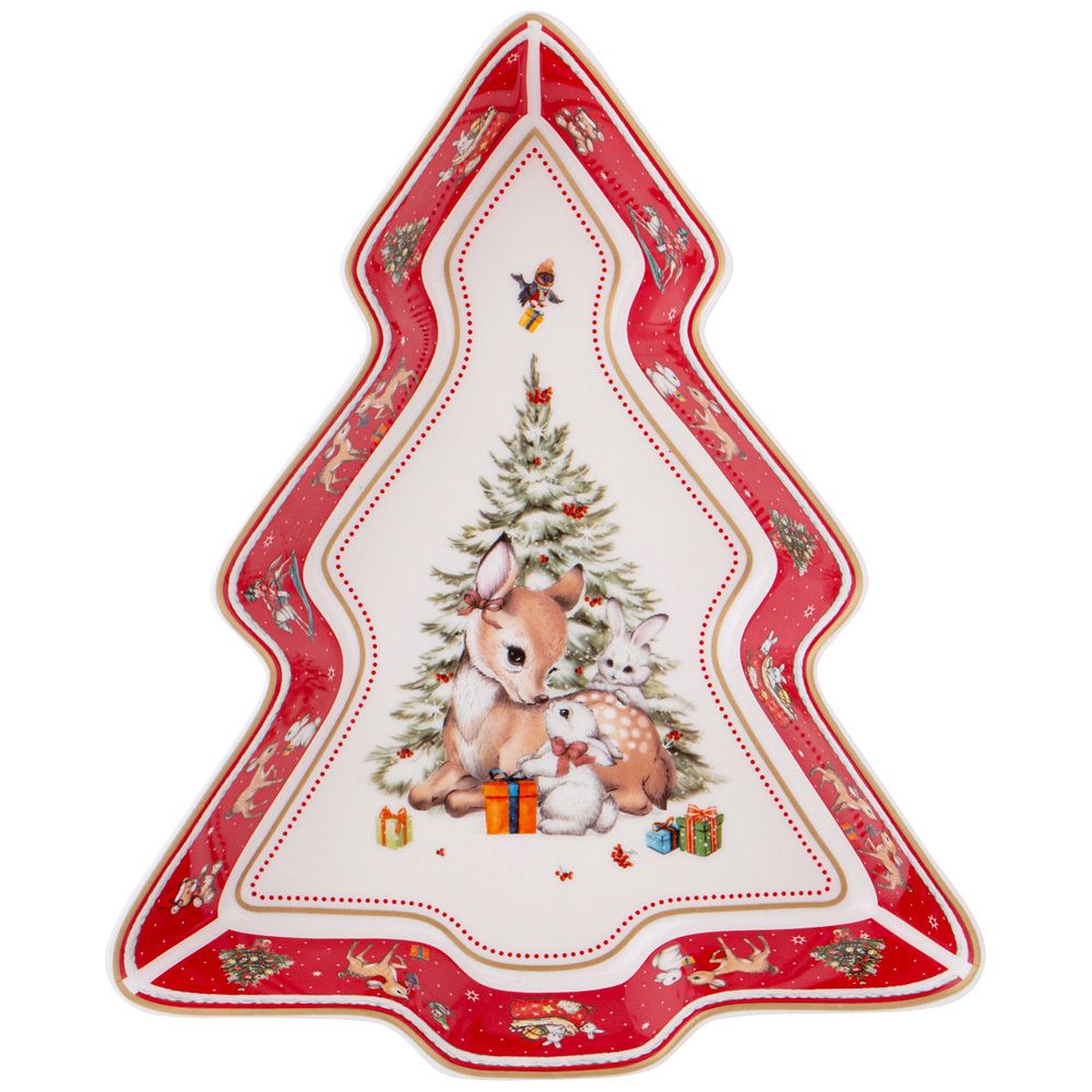 БЛЮДО LEFARD "С НОВЫМ ГОДОМ!" В ФОРМЕ ЕЛКИ 25Х21Х4 СМ КРАСНОЕ (КОР=8ШТ.)