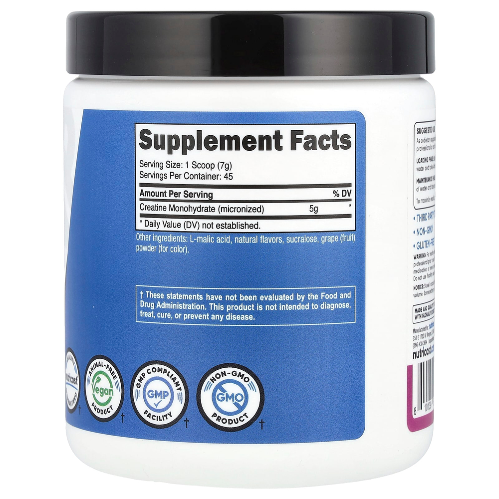 Nutricost, Performance, моногидрат креатина, виноград, 300 г (10,7 унции)