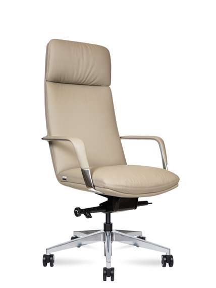 Кресло офисное Норден / Нэо / Neo  / латте кожа / алюминевая база