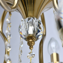 Люстра подвесная MW Light Селена для гостиной и кабинета, 8 ламп, 320Вт, 16 м2, хрусталь, бронзовая