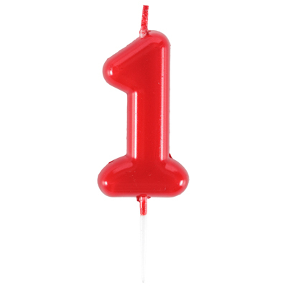 Свеча -цифра "1" Красная 4,5см