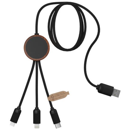 SCX.design C36 Зарядный кабель 3 в 1 из переработанного rPET-пластика со светящимся логотипом и округлым бамбуковым корпусом
