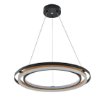 Подвесной светодиодный светильник 82Вт,6770лм, 3000-6500K, Ra>80, плавная регулировка мощности, изменение цветовой температуры, ночник, пульт, металл/акрил, чёрный/дерево