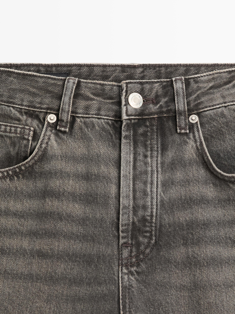 Massimo Dutti Джинсы свободного кроя со средней посадкой, натуральный серый