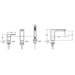 Смеситель на борт ванны Jacob Delafon Aleo E72292-CP