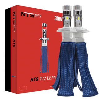 Автолампа LED Н 4 к-т (КОСИЧКА) 12-24V Т12-LENS 30W 6500K 2800Lm NTS CANBUS (T12-LENS-H4)
