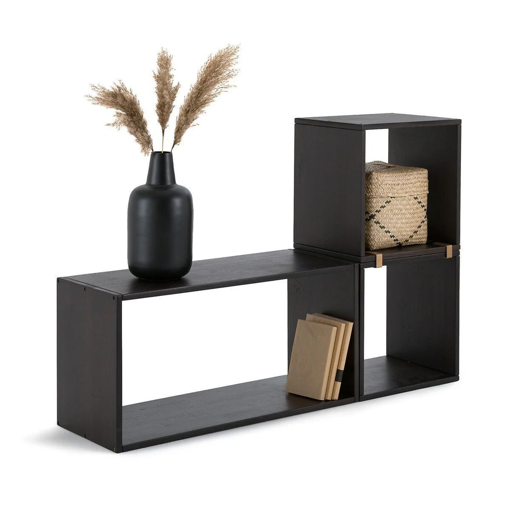 Полка настенная,70х28х35, Эдгар, полка настольная и напольная, для ванной и спальни, стеллаж модульный, черный дуб, La Redoute