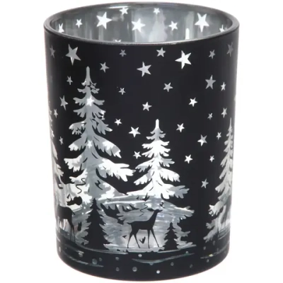 Подсвечник «Снежный лес» 10*12,5 см, Черный