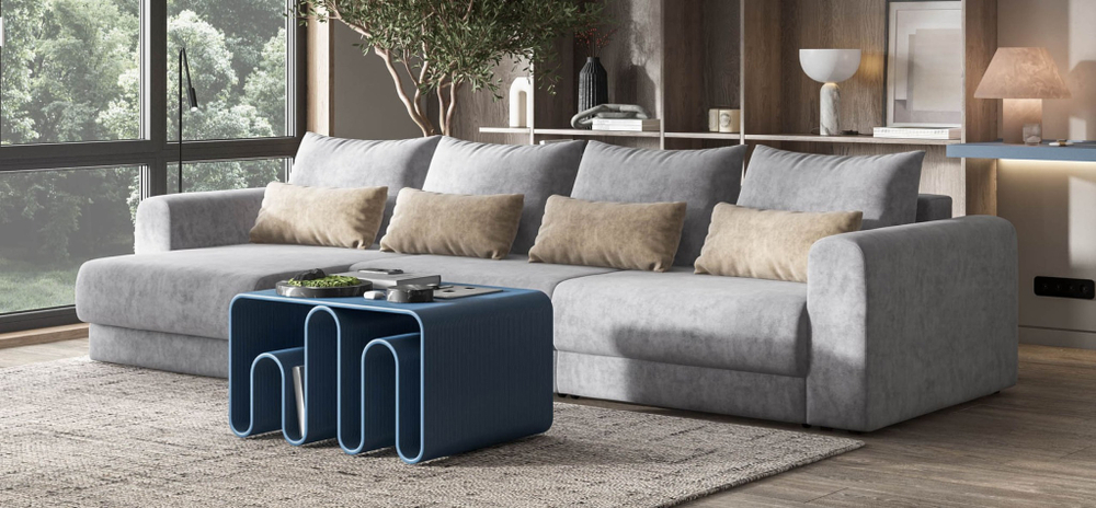 Модульный угловой диван РИЧМОНД MODOOL MAX Велюр Royal агат