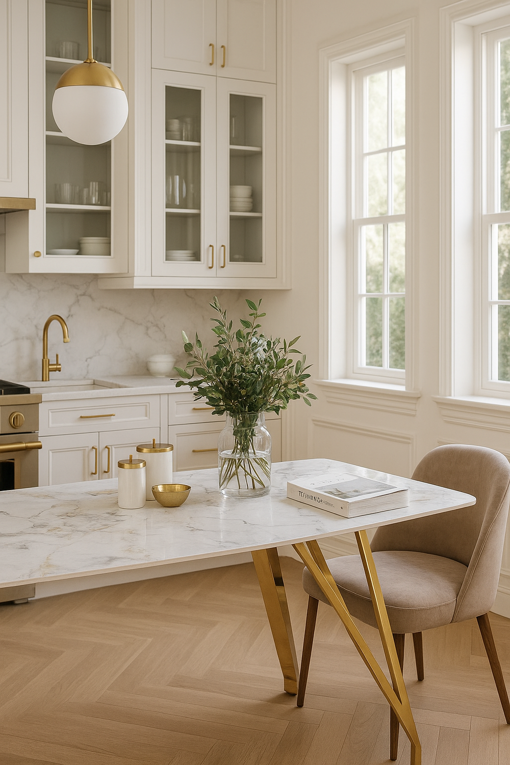 Стол обеденный Ist Casa Соар-2, 180х90х76 см, серо-золотая керамика, золото