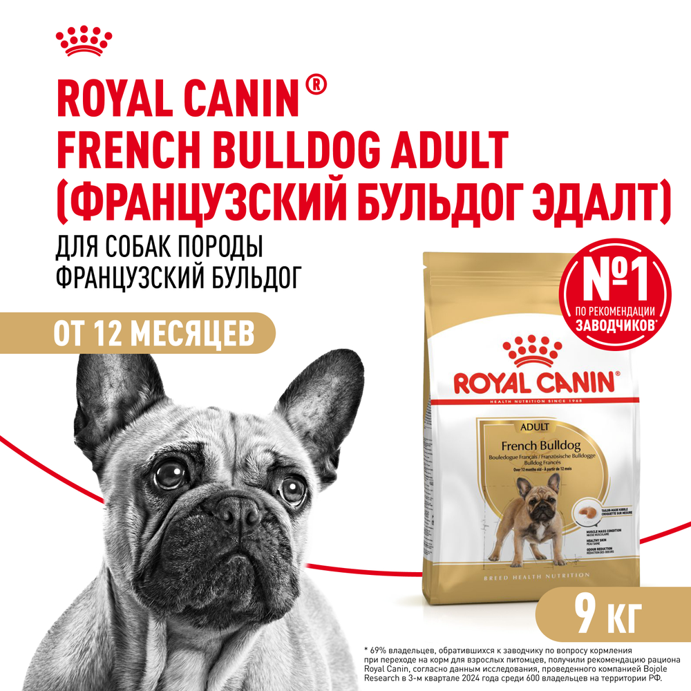 Royal Canin French Bulldog Adult (Французский Бульдог Эдалт) Корм сухой для собак от 12 месяцев породы Французский Бульдог 9кг