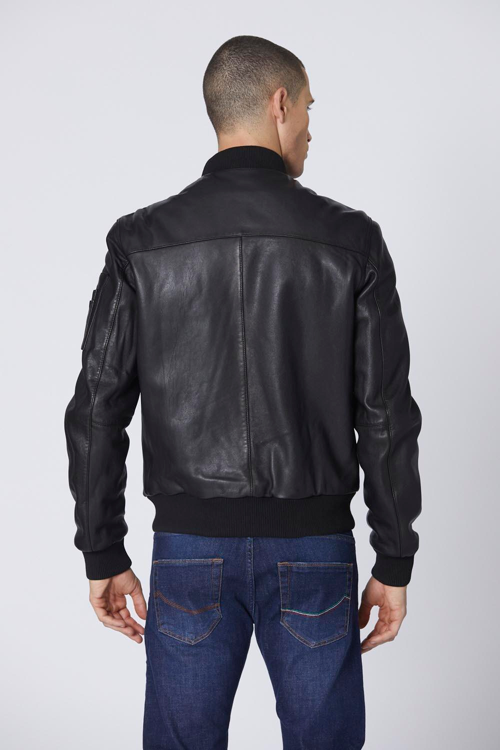 Куртка кожа Aeronautica 951 мужская черный бомбер