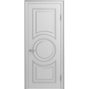 Межкомнатная дверь массив бука Viporte Лацио Амбиенте белая эмаль патина серебро глухая