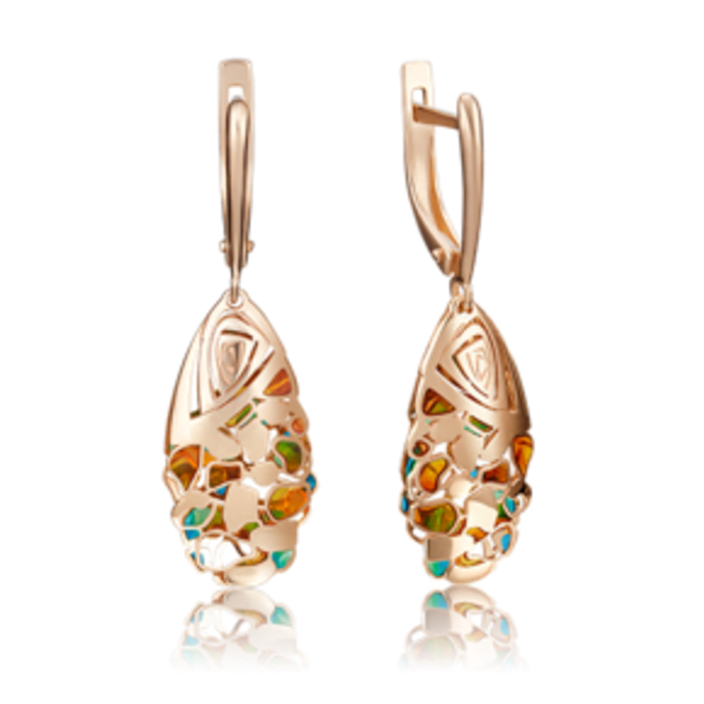 Серьги с английским замком из красного золота c эмалью Артикул: 02-4125-00-000-1110-48