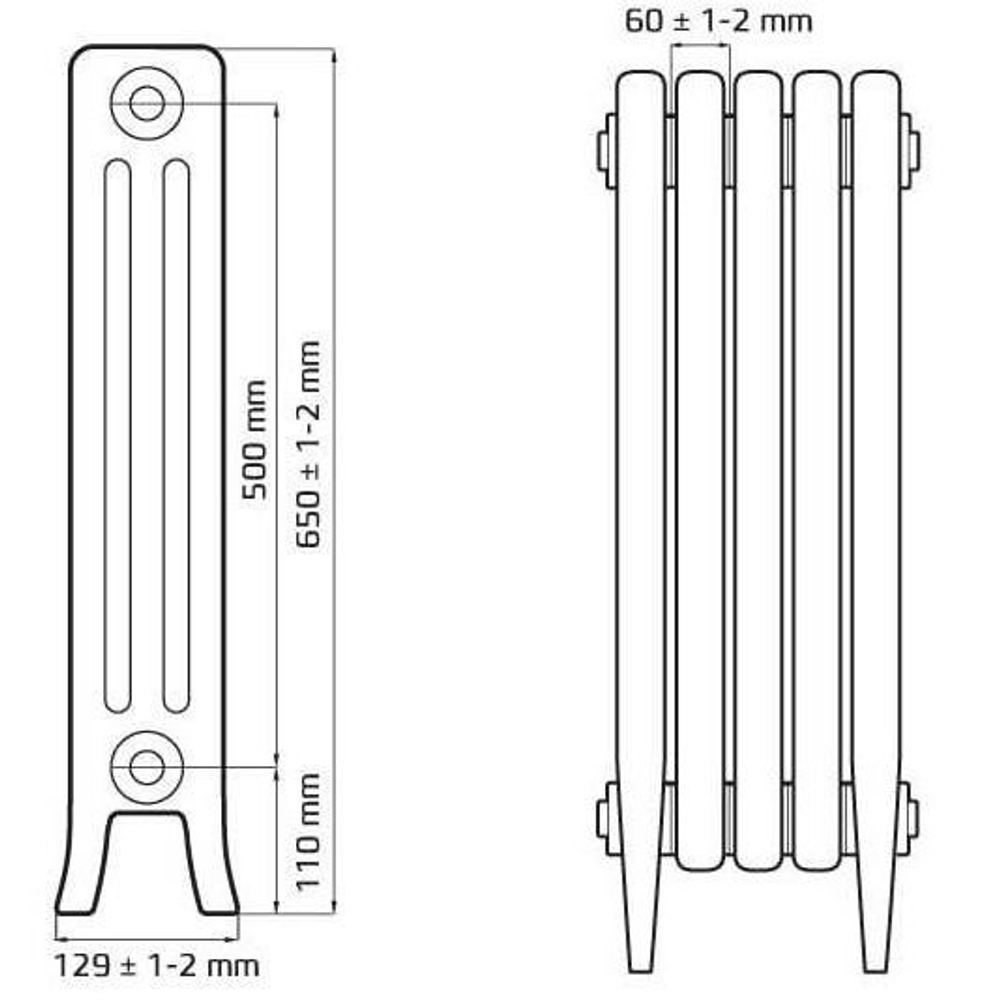 Радиатор чугунный РАДИМАКС Loft 500, 5 секций, LF 500-5s