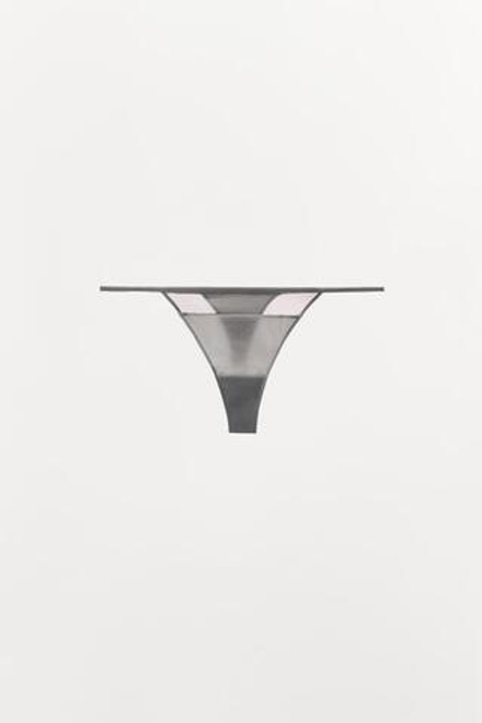 ZARA ТРУСЫ ТАНГА ИЗ КОМБИНИРОВАННОГО ТЮЛЯ, ОТТЕНКИ СЕРОГО