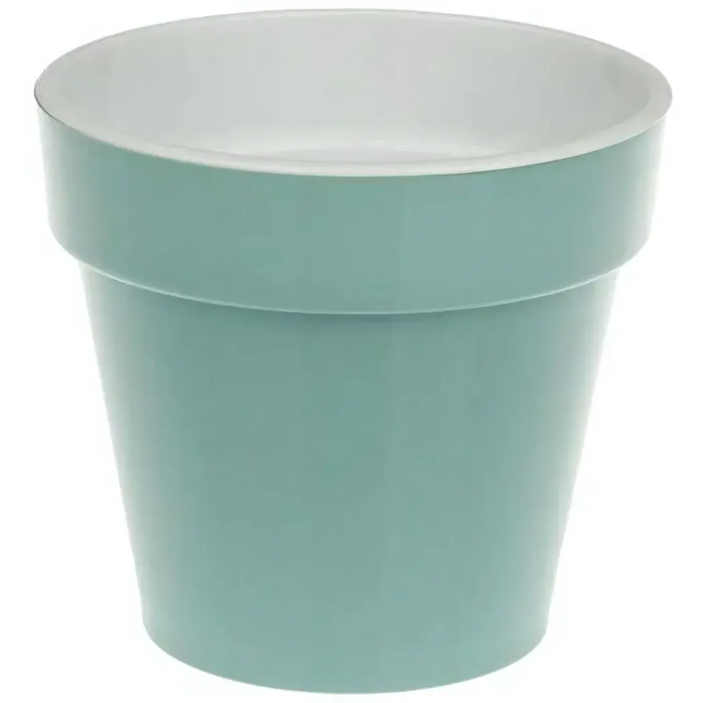 Кашпо для цветов пластиковое 3,5л d-20см «Порто» со вставкой нефритовый