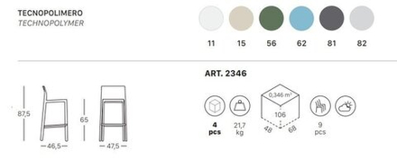 Стул полубарный пластиковый Scab Design Kate, тортора