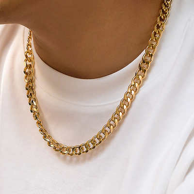 Цепочка на шею мужская длинная золото 50см