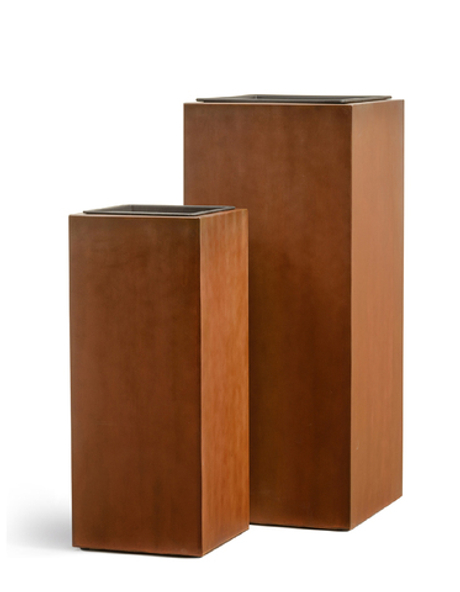 Кашпо TREEZ Effectory - серия Corten Steel - Высокий куб - Кортеновская сталь - Бархатистая окись