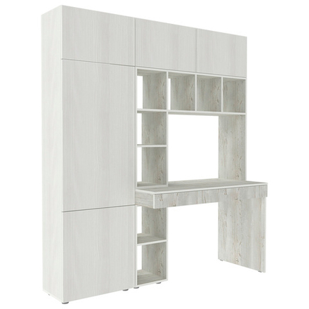 Стол письменный со стеллажом и шкафом КарИВи 1800 Винтерберг Белое Дерево