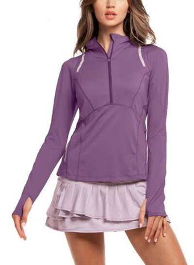 Женская теннисная футболкаLucky in Love Avant Garde 1.0 Architect 1/4 Zip Long Sleeve - Purple