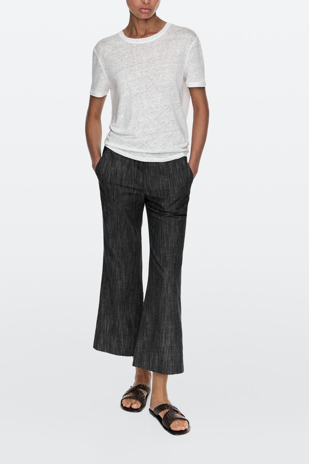 Massimo Dutti Кожаные плетеные сандалии на платформе, коричневый