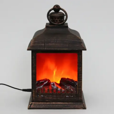 Сувенир с подсветкой «КАМИН - Огонь» 15*15*27 см (питание от USB и батареек)
