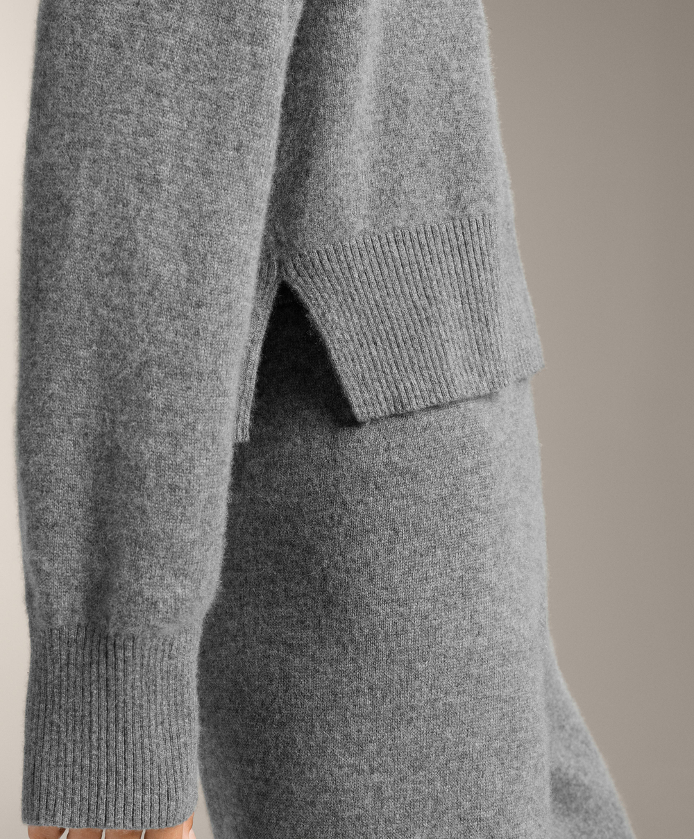 Oysho Джемпер с круглым вырезом из 100% кашемира, серый меланж