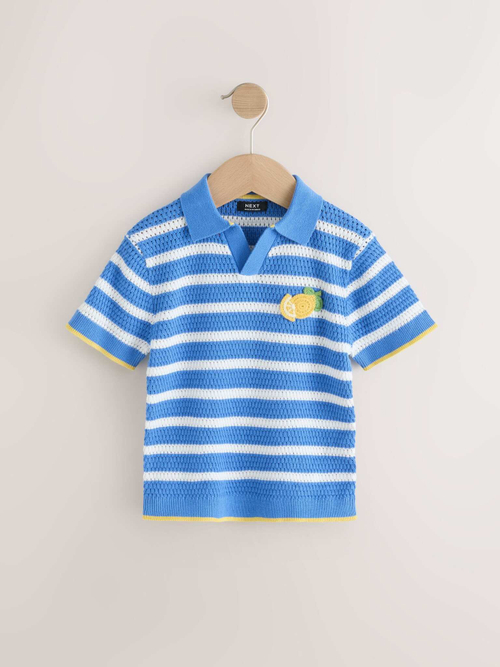 Поло вязаное для мальчика Next AA9-506, Синий, Белый