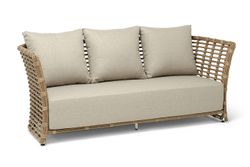 "Валенсия" диван из искусственного ротанга трехместный, цвет соломенный