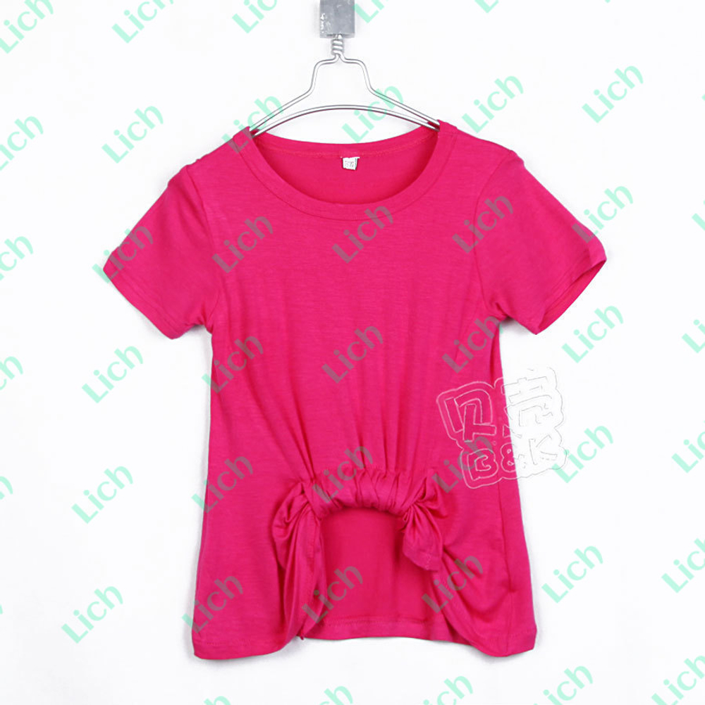 Футболка однотонная с оригинальным подолом и круглым вырезом