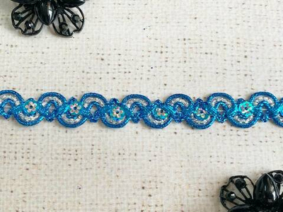 Тесьма люрекс пайетка, ш. 1,5 см, голубой