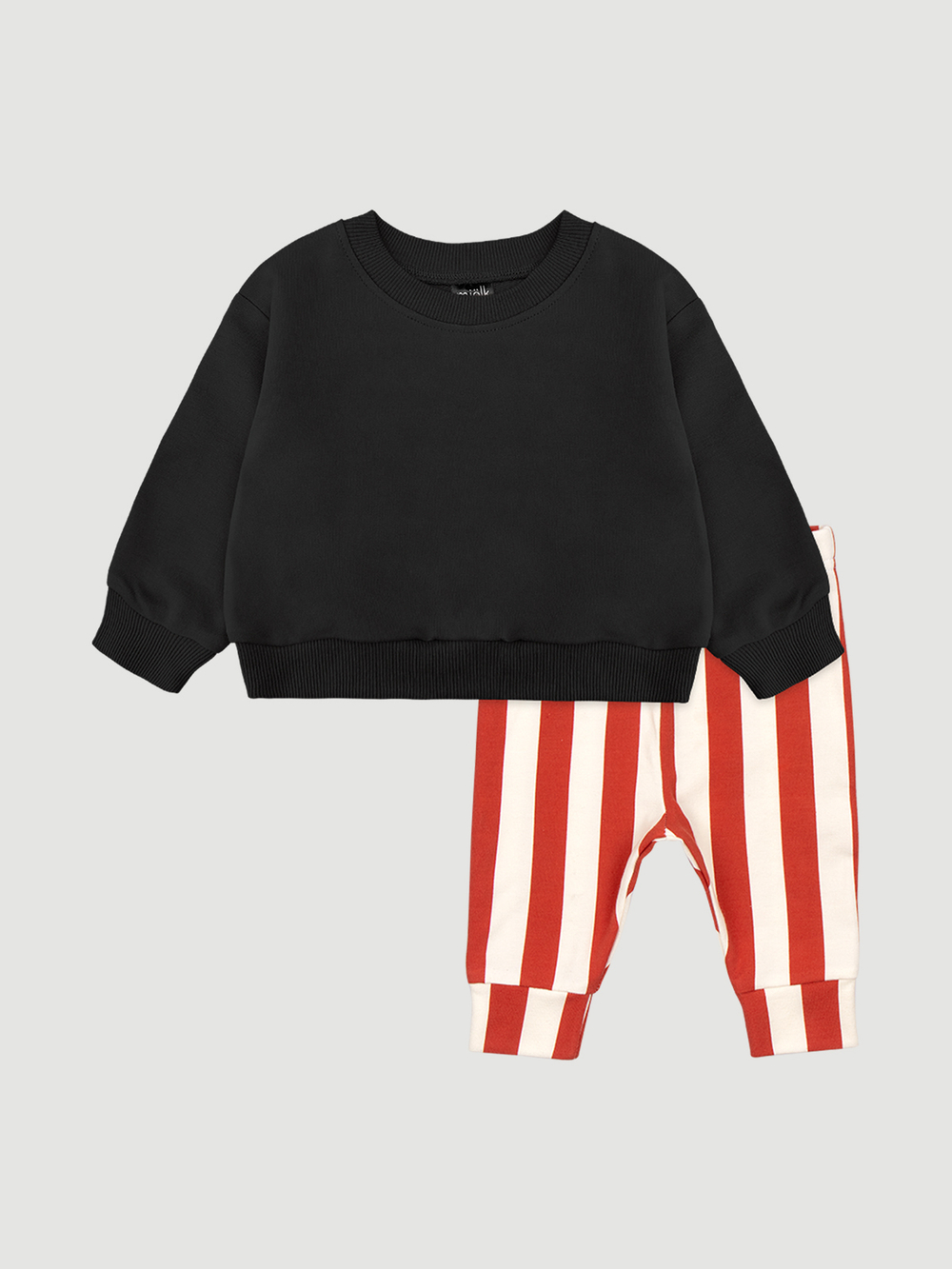 Комплект Mjölk Свитшот Black/Штанишки Red Stripes, уценка