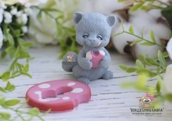 Силиконовая форма Котик Мурзик с колбасой