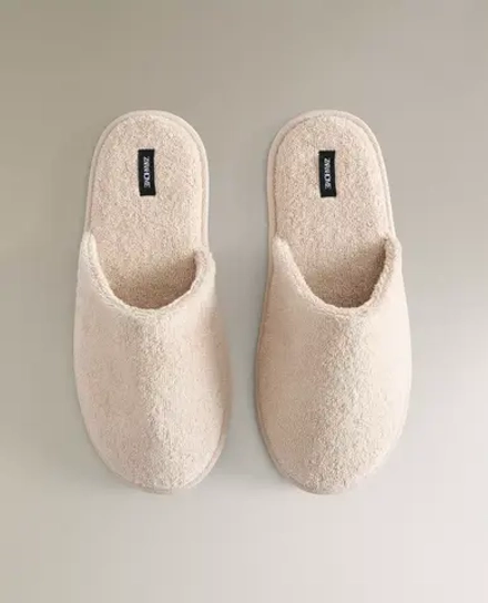 ZARA HOME МАХРОВЫЕ ТАПОЧКИ, ПЕСОЧНЫЙ