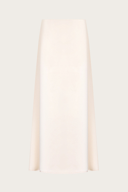 ЮБКА ИЗ БЕЖЕВОГО ШЕЛКА С ОТДЕЛКОЙ КРУЖЕВОМ