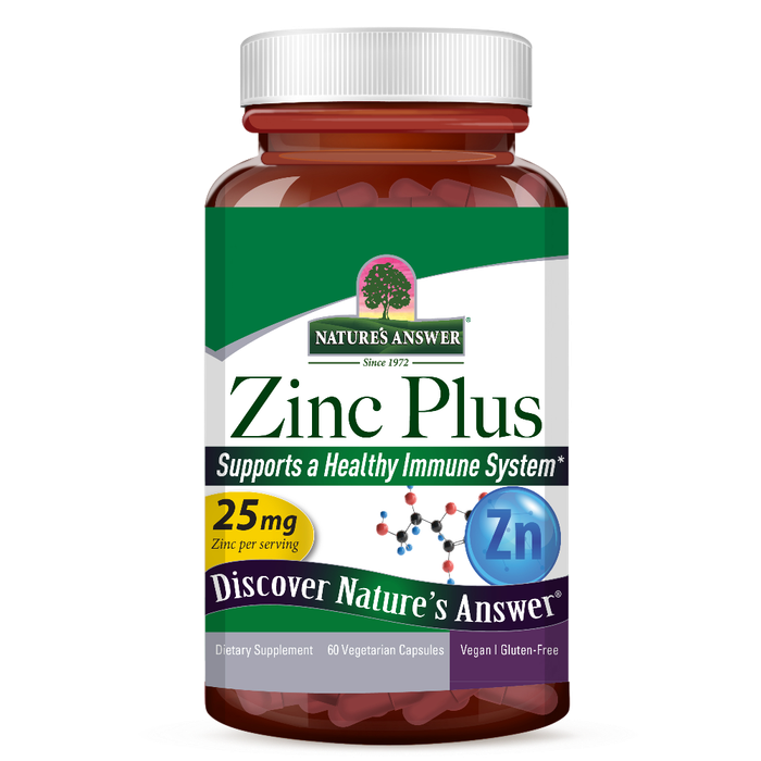 Цинк, Nature&#39;s Answer Zinc Plus, 60 вег капсул