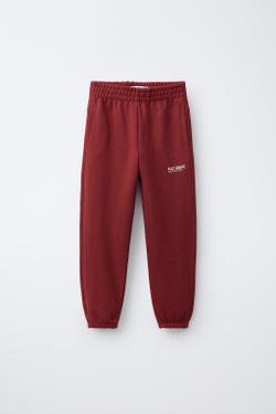 ZARA БРЮКИ-ДЖОГГЕРЫ С НАДПИСЬЮ, КРАСНЫЙ