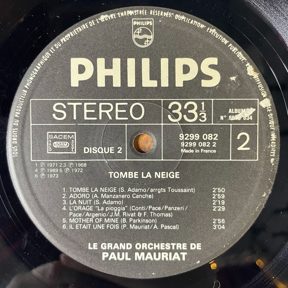 Винтажная виниловая пластинка LP Поль Мориа Le Grand Orchestre De Paul Mauriat Tombe La Neige (France 1975) (Obi) Melody Fair