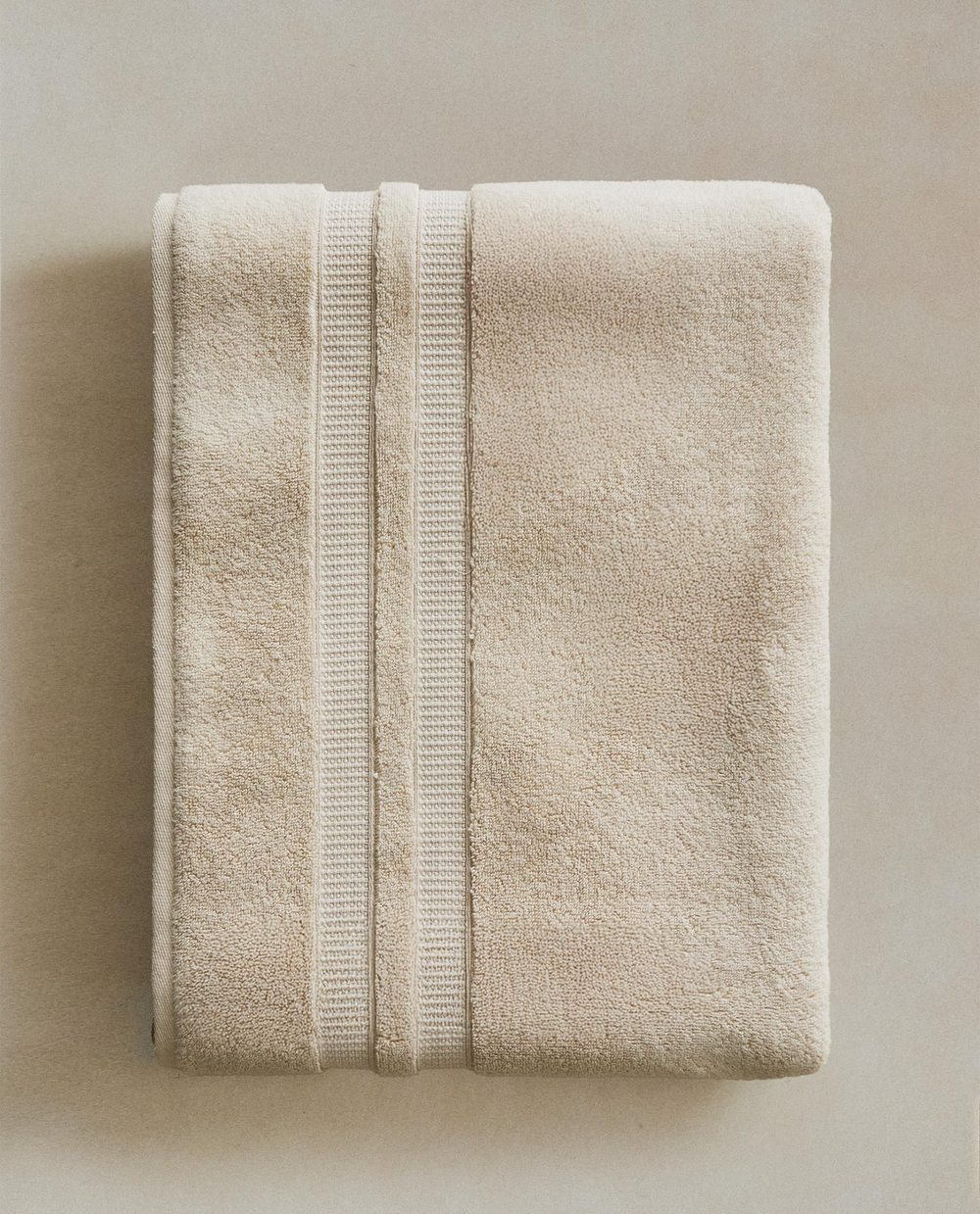 Zara Home - Очень мягкое двойное бордюрное банное полотенце, бежевый, 30х50 см