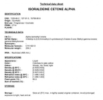 ISORALDEINE CETONE ALPHA / ИЗОРАЛЬДЕИН ЦЕТОН АЛЬФА CAS 1335-46-2 ; 127-51-5 ; 15789-90-9