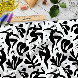 Ткань шифон танец женщин и кораллы на белом фоне