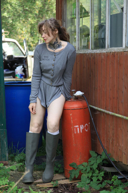 WITCH Gray. Пижама из ажурного хлопка
